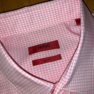 Hugo Boss Red Label Slim fit pink plaid Large